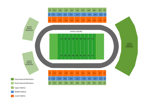 Connecticut Huskies at Buffalo Bulls Football Venue Map