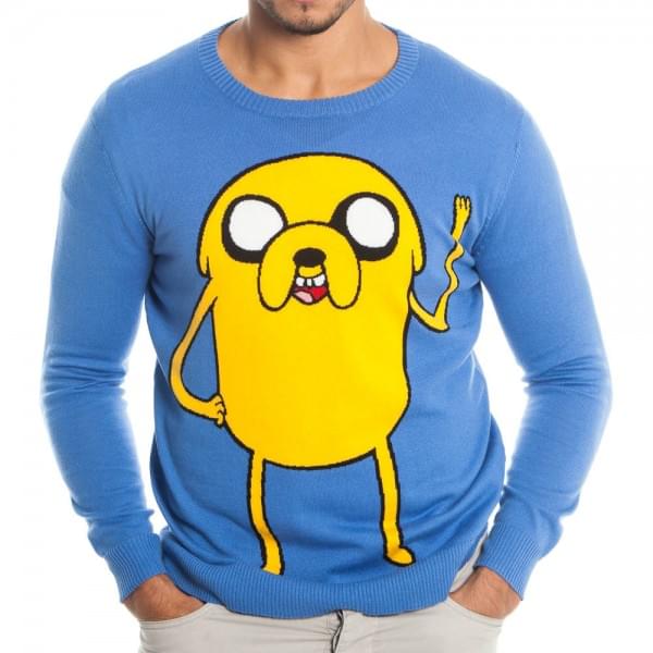Adventure Time Jake Adult Blue Knit Sweater Adventure Time Jake Adult Blue Knit Sweater