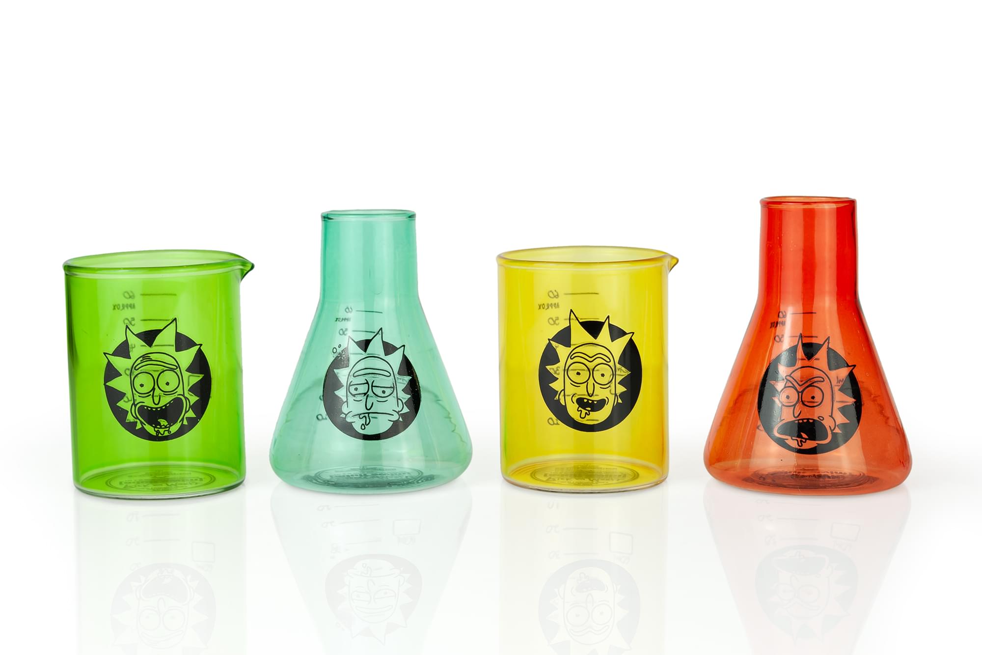 Rick and Morty Laboratory Beakers 2oz Shot Glasses Set of 4
