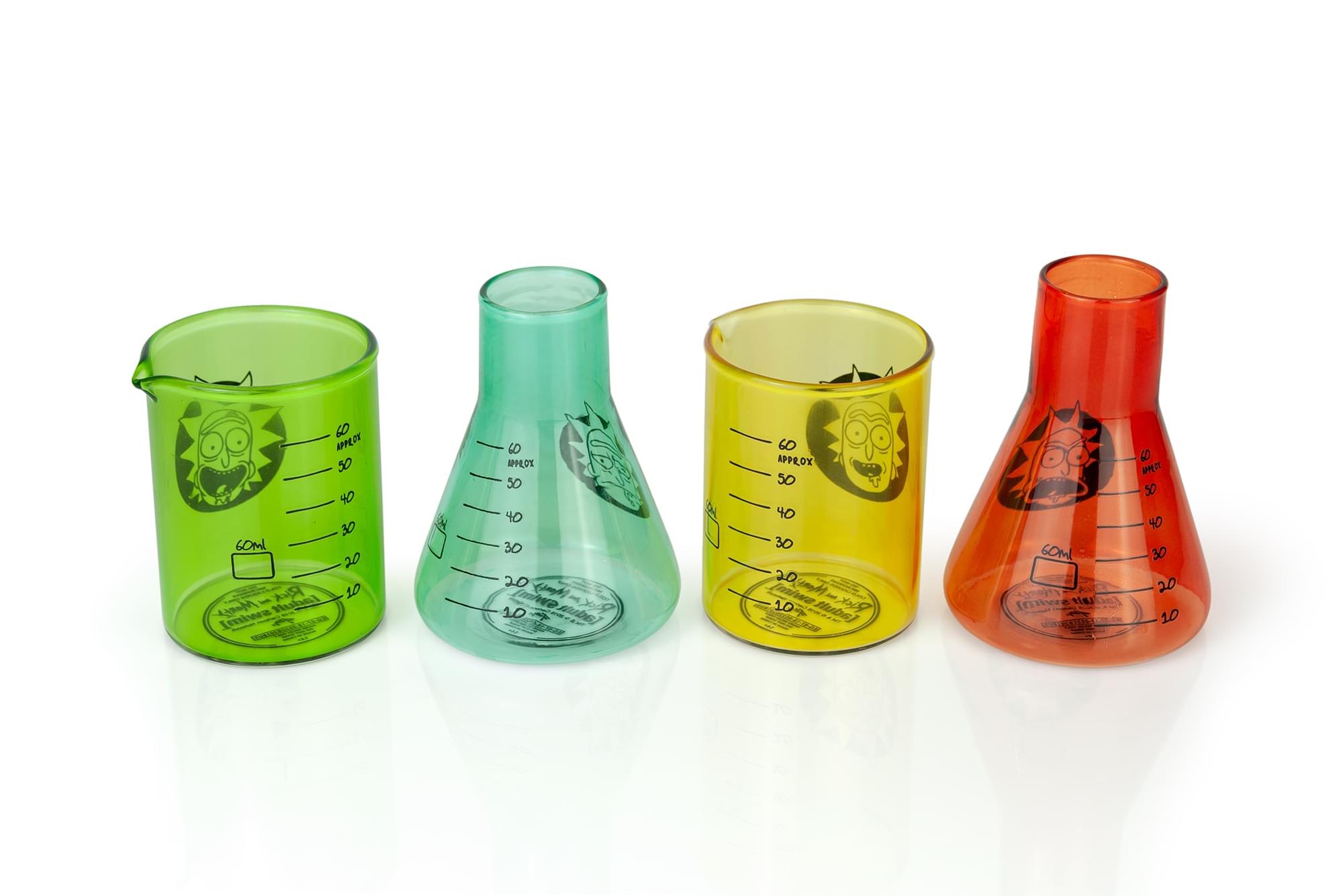 Rick and Morty Laboratory Beakers 2oz Shot Glasses Set of 4