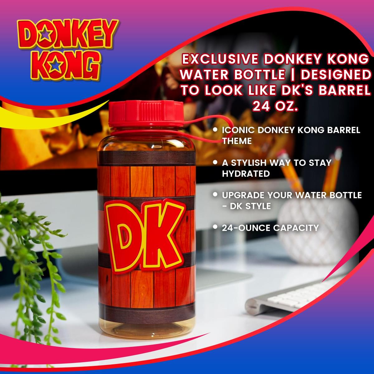 EXCLUSIVE Donkey Kong Water Bottle Designed to Look Like DK's Barrel