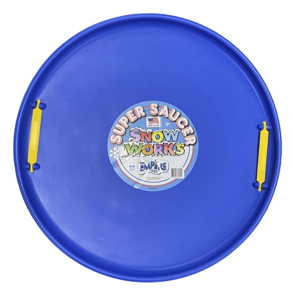 Super Saucer 28-Inch Round Snow Sled with Handles | Blue