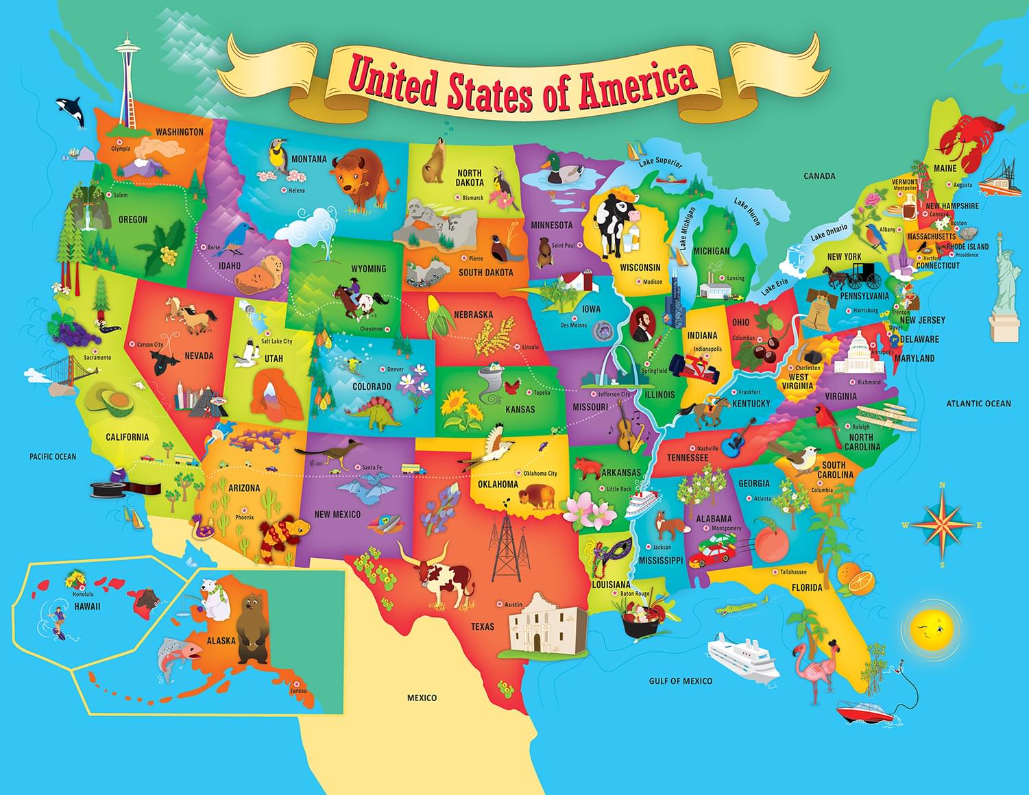 Educational USA Map 60 Piece Jigsaw Puzzle 705988118159 eBay