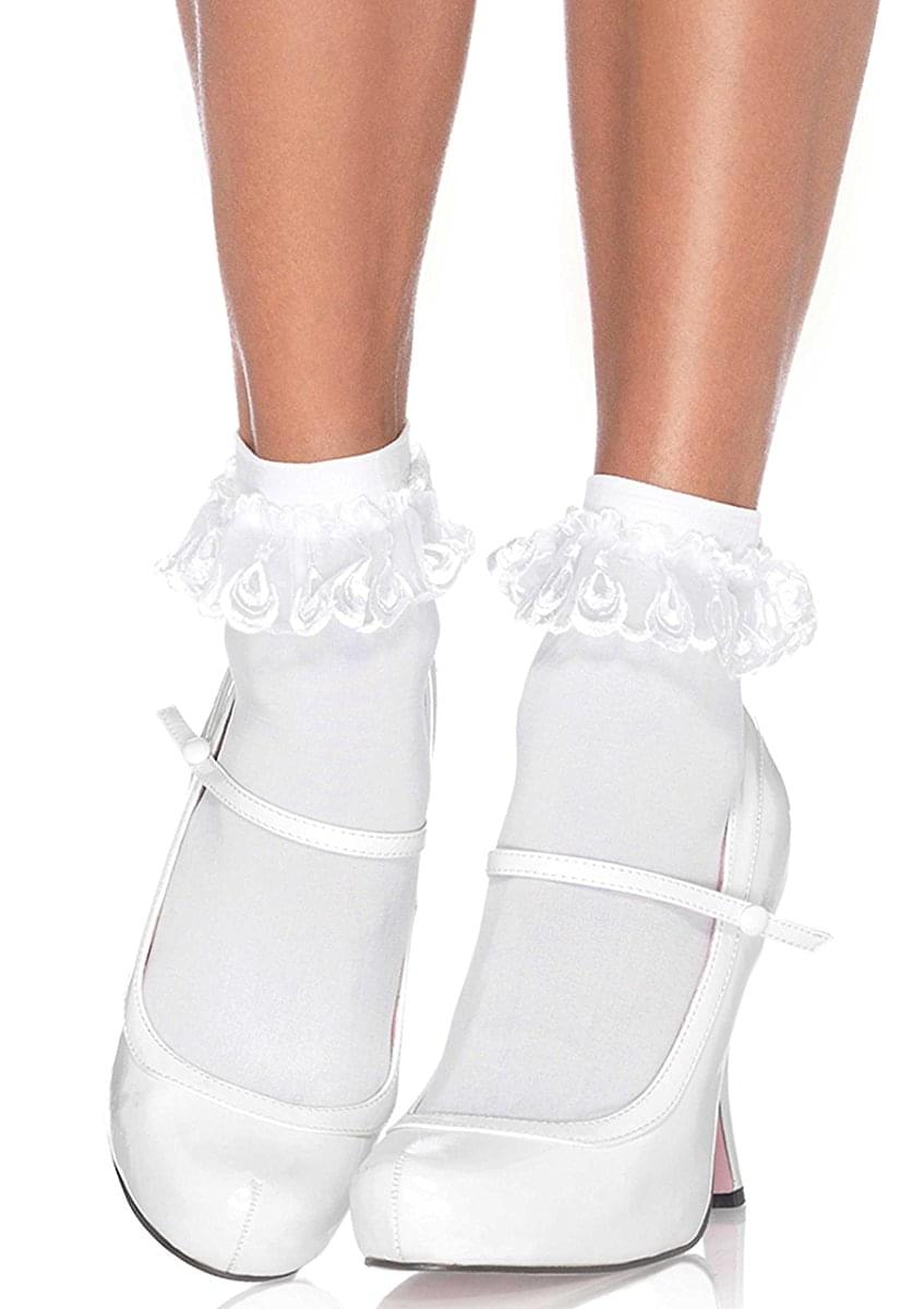 Women's Lace Ruffle Anklet Socks, White, One Size 714718004402 eBay