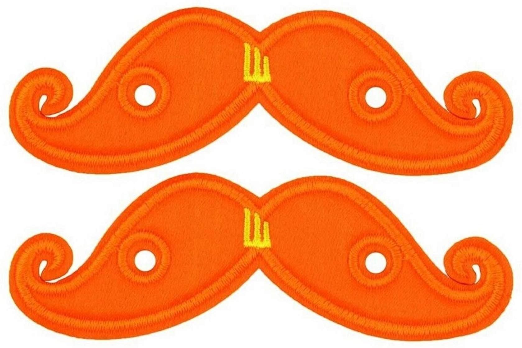 Shwings Shoe Accessories Neon Orange Handlebar Mustache