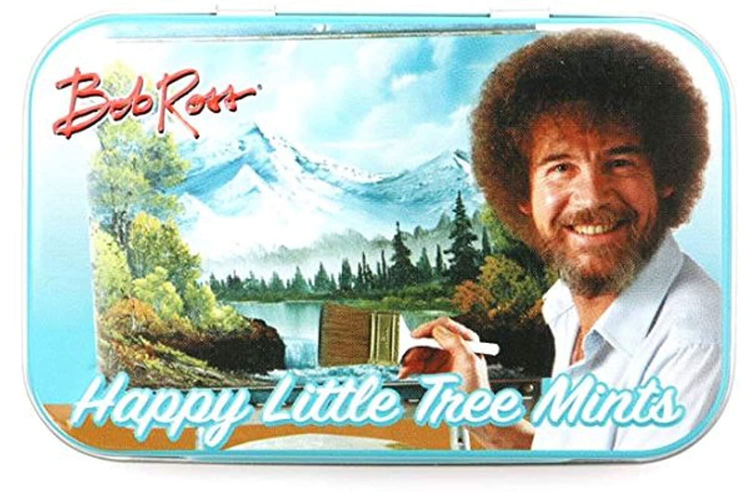 Bob Ross Happy Little Tree Mints With Collectible Tin  15 Ounces