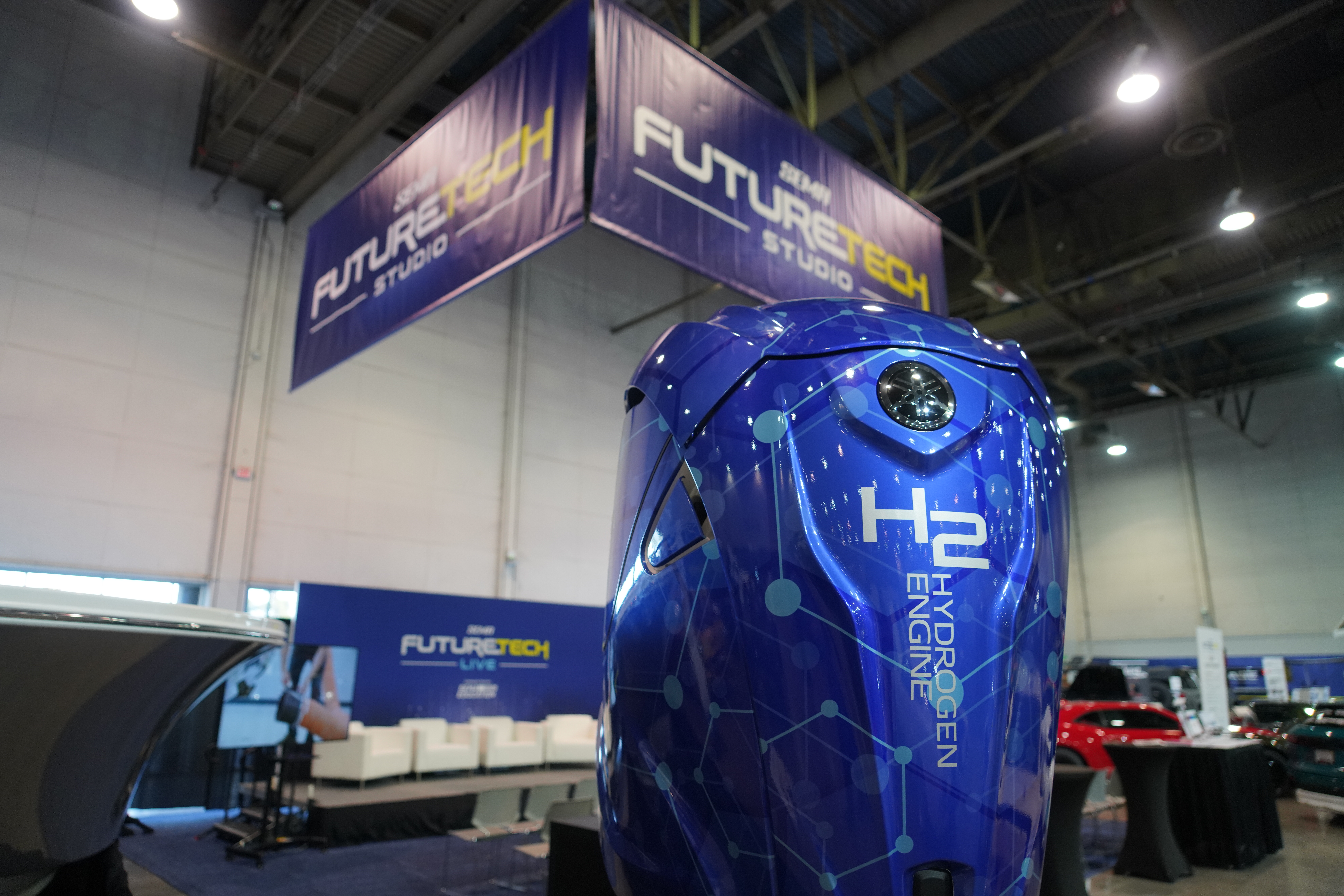 Yamaha’s H2 concept outboard, developed in cooperation with Roush, is designed to show that hydrogen is a formidable contender in the future of cleaner internal combustion engines.