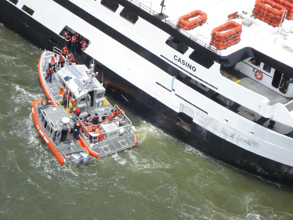 Coast Guard safely transfers 118 people off grounded casino boat
