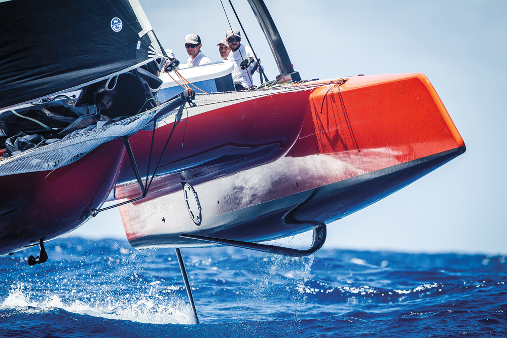 Gunboat CEO Peter Johnstone remains confident that the investment in the company’s G4 model, shown racing in the Les Voiles de St. Barths regatta, will eventually pay off. Gunboat CEO Peter Johnstone remains confident that the investment in the company’s G4 model, shown racing in the Les Voiles de St. Barths regatta, will eventually pay off.