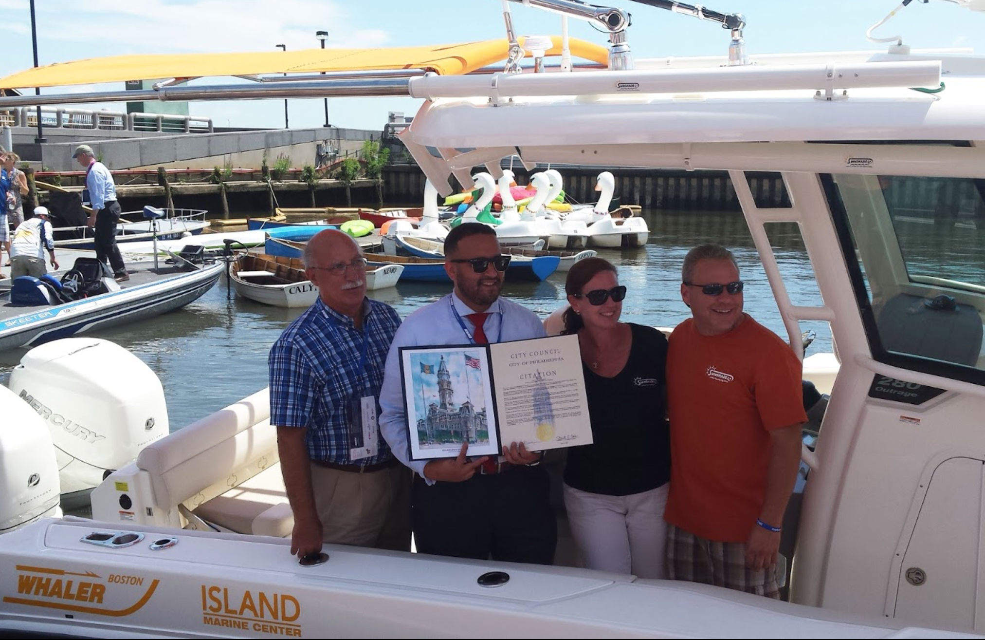 Philadelphia City Council honored SureShade at the Democratic National Convention. Company co-founders Dana and Ron Russikoff are shown at right.