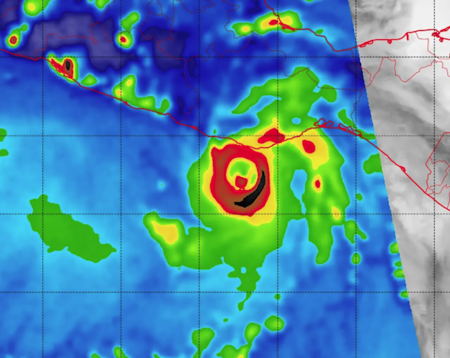 Hurricane Erick as seen June 19 by the Special Sensor Microwave Imager/Sounder instrument aboard one of three U.S. Department of Defense weather satellites. U.S. NAVAL RESEARCH LABORATORY IMAGE
