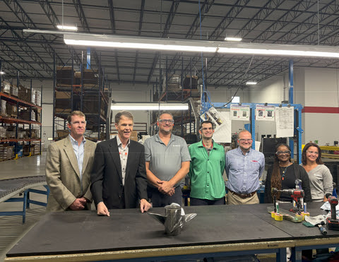 U.S. Rep. Jefferson Shreve (second from left) with members of the Indiana Chamber of Commerce and Yamaha Precision Propeller employees. PHOTO COURTESY YAMAHA