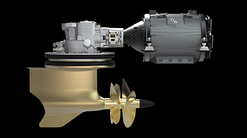 VOLVO The Volvo Penta IPS900E marine propulsion system. PHOTO COURTESY VOLVO PENTA