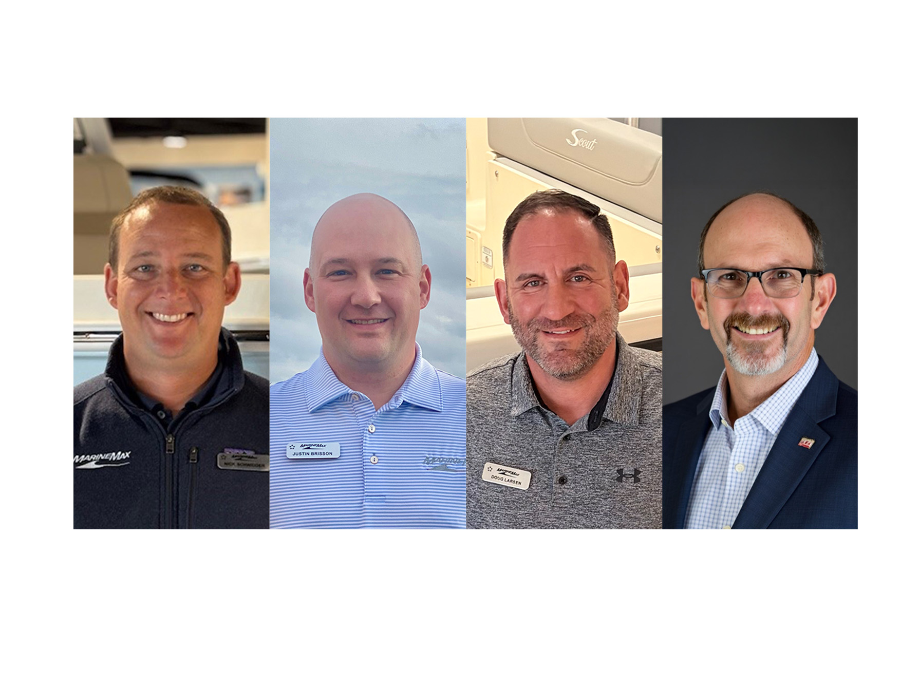 (From left) Nick Schwidder, Justin Brisson, Doug Larsen and Ron Baker. PHOTO COURTESY MARINEMAX