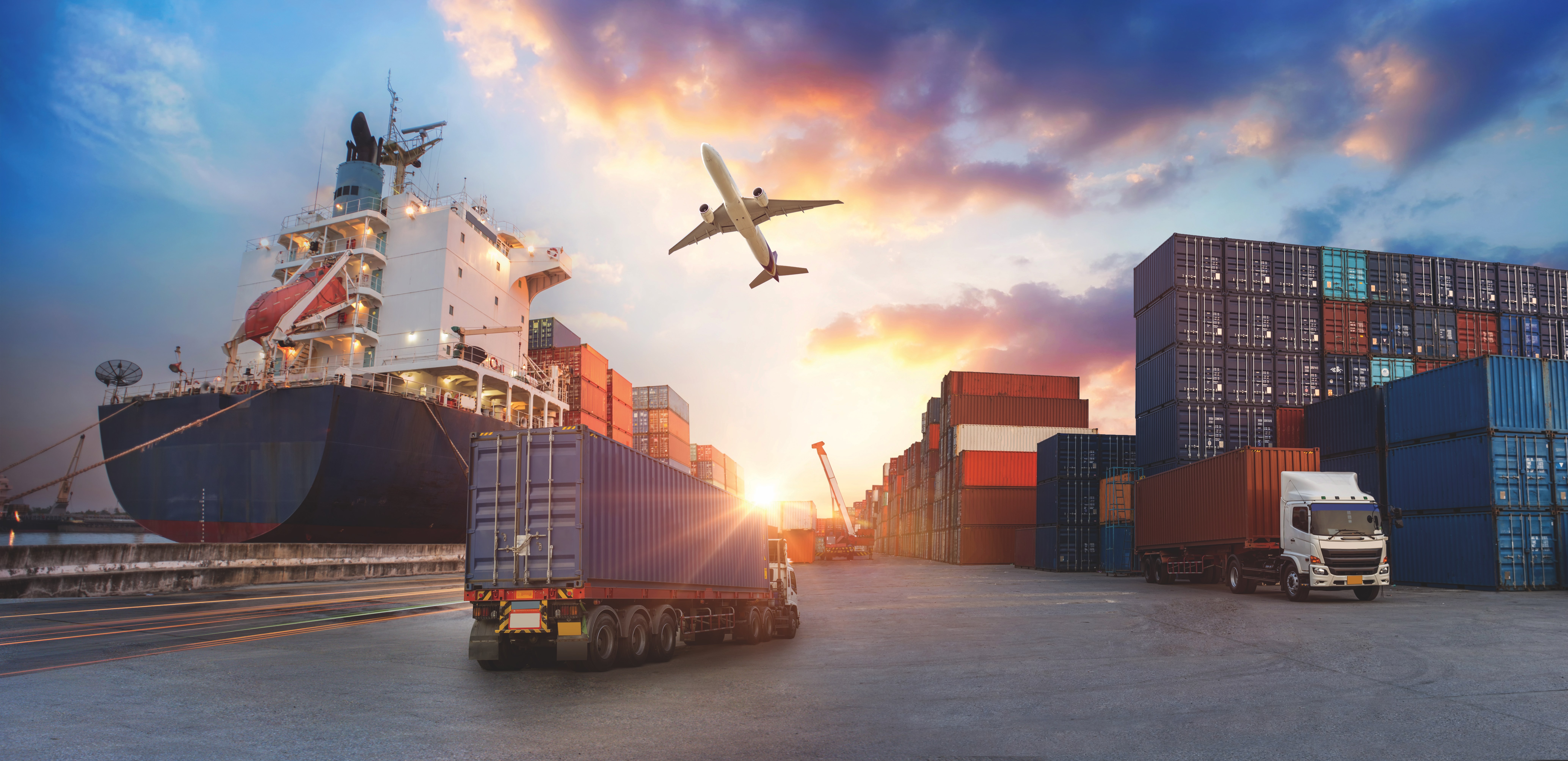 Container truck in ship port for business Logistics and transportation of Container Cargo ship and Cargo plane with working crane bridge in shipyard at sunrise, logistic import export and transport industry background The industry is hoping for greater clarity around trade, tariffs and the supply chain to help leaders
make sound decisions. PHOTO: TRAVEL MANIA - STOCK.ADOBE.COM