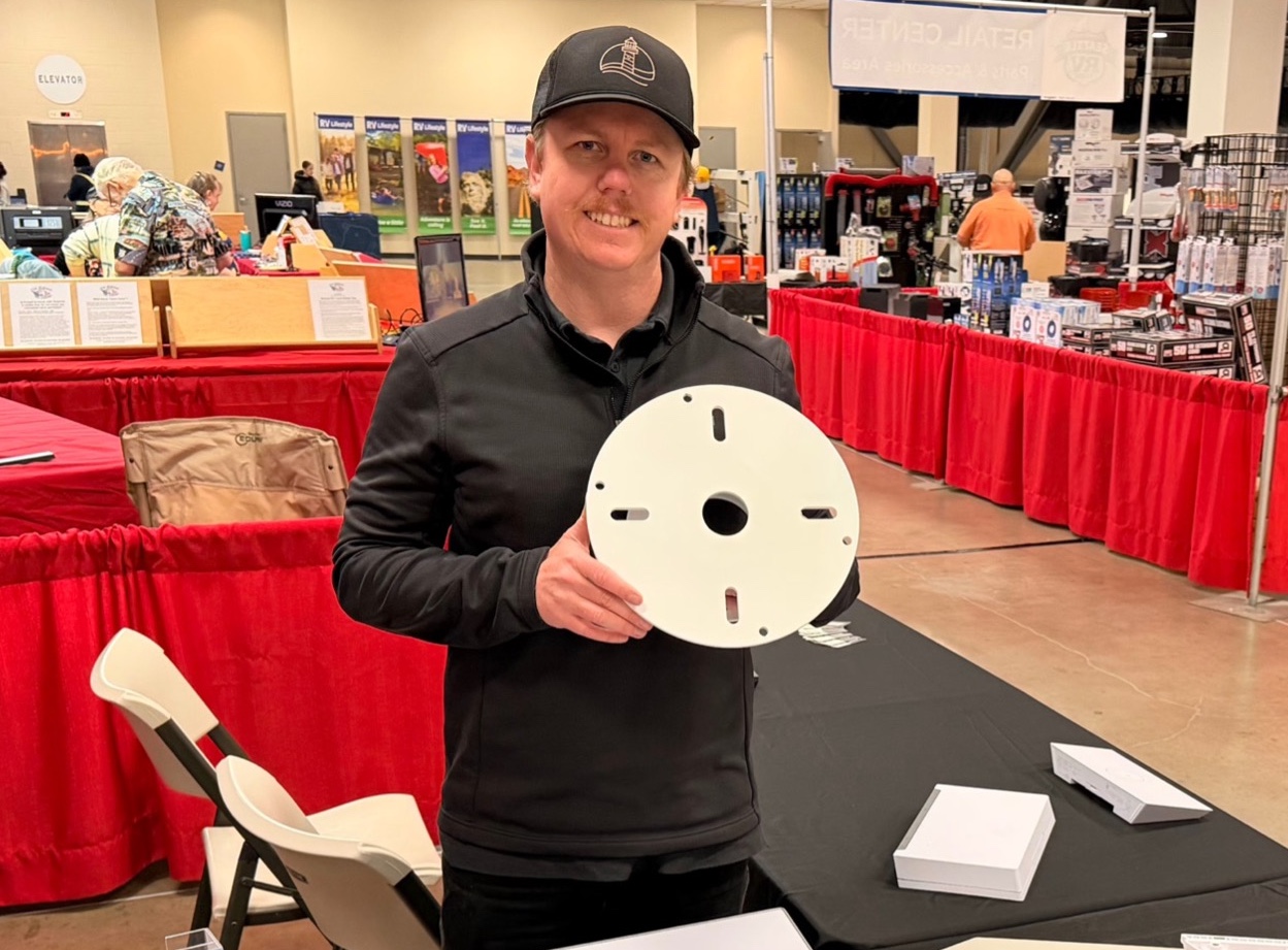 Cameron Stout, territory manager at TCM Sales, at the 2026 Seattle RV Show. PHOTO COURTESY SEAVIEW