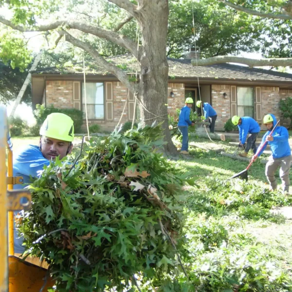 Groundsmen cleaning up Groundsmen clearing debris.