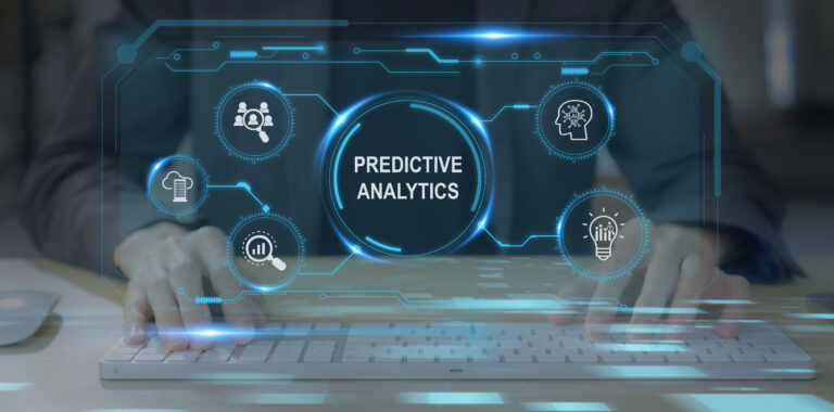 Predictive analytics, business forecasting, data visualization concept. Data analysis, machine learning, artificial intelligrnce (AI) and statistical model. Predictions future outcomes, performance.