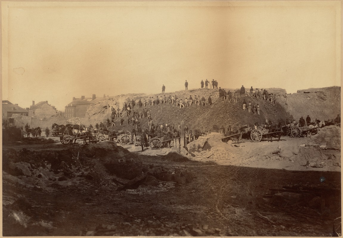 Fort Hill, in today's Fort Point neighborhood, was torn down in the 1800s, and used as fill to make land in Boston. (Courtesy Boston Public Library)