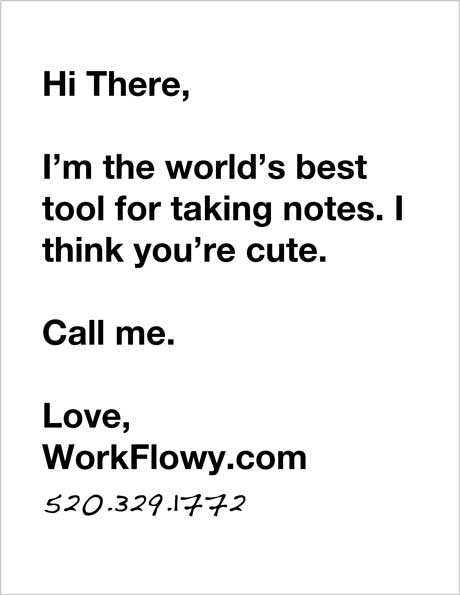 WorkFlowy Thinks You Are Cute