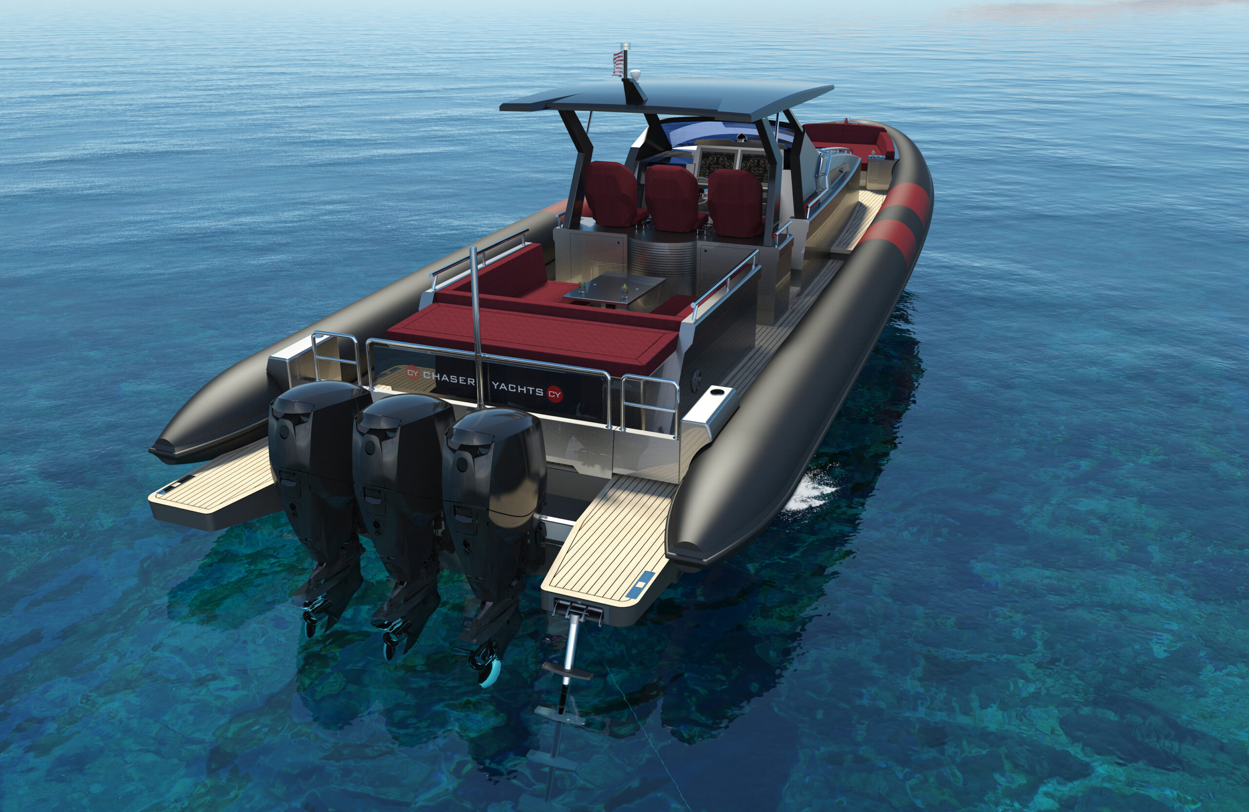 Custom Chaser 50ft RIB rear view Custom Chaser 50ft RIB rear view