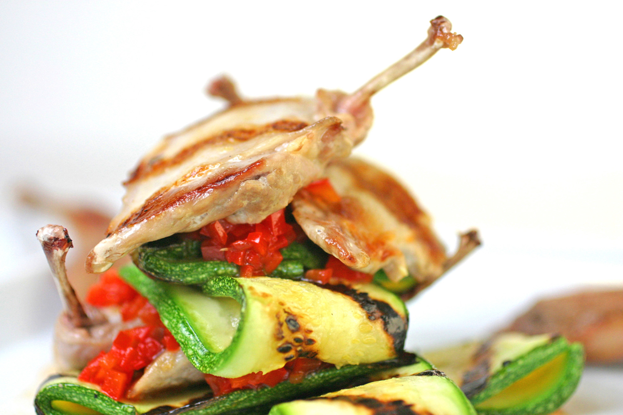 best151 copy 2_web Quail breast with zucchini ribbons, sweet roasted peppers and caviar