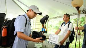 Sebastian Pena &rsquo;30 shops at Cram & Scram, an annual campus reuse program.