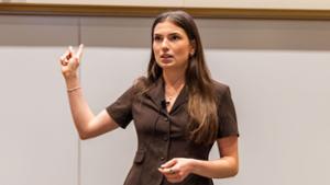Meredith Brubaker &rsquo;26 during the 3 Minute Thesis competition