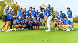 Ramon Aroca Gonzalez ‘26 draws an audience at men’s and women’s golf practice at the Bob Simon Golf Center on Sept. 23.