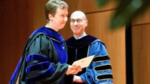 Quincy Newell receives an award during the 2017 Class & Charter Day ceremony.