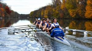  The men’s rowing team practices on the Erie Canal in Rome on Oct. 22.