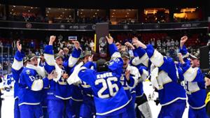 NCAA trophy celebration