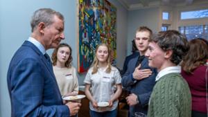 Former U.S. Representative Matt Cartwright &rsquo;83 (D-Pa.) talks with students before the Common Ground event, Capitol Under Assault: Members of Congress Reflect on January 6th. Photo: Mark DiOrio