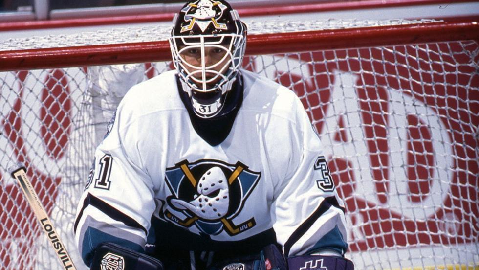 Guy Hebert '89 spent eight years as the Ducks starting goalie.