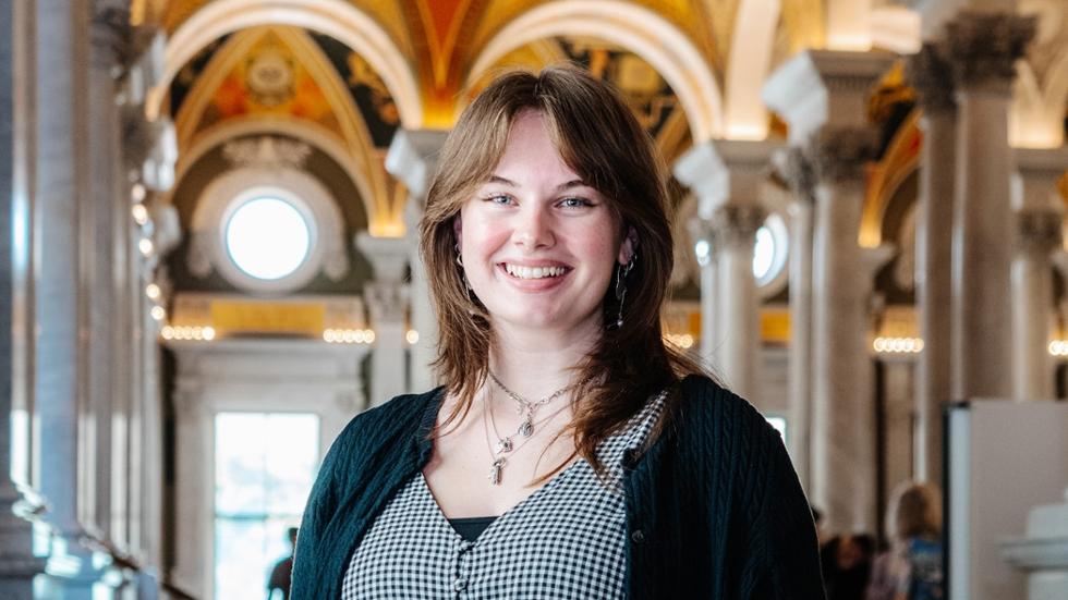 Olivia Piersall ’27 at the Library of Congress.