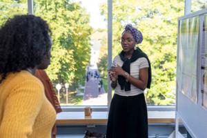 Students from the Levitt Center presented their research posters during Family Weekend.