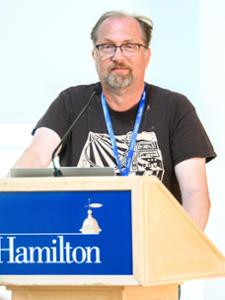 Chuck Miller '85 presents WHCL 85th Anniversary: A Station History Lesson during Reunion Weekend. (Photo by Adam J. Brockway)