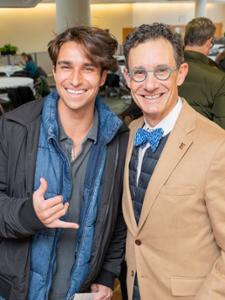 President Steven Tepper welcomes Jans back to campus.