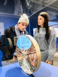 Sebastian Hamming &rsquo;28 and Grace Martucci &rsquo;28 discuss artwork.