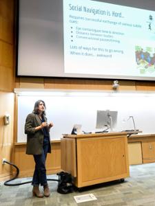 Students and families listen to Prof. Alex Plakias talk about being in uncomfortable situations during &ldquo;Classes without Quizzes" 