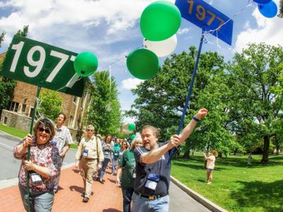 members of the class of 1977 at reunions