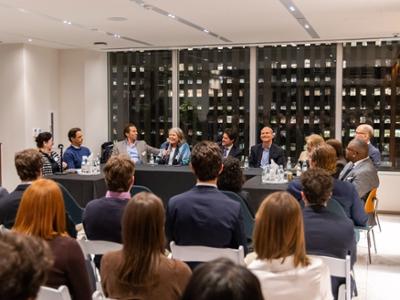 The full panel at the Connecting Over Careers event.