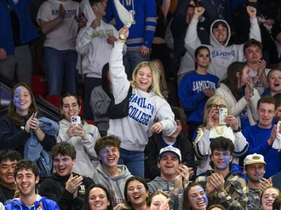 fans cheer at NCAA hockey championship