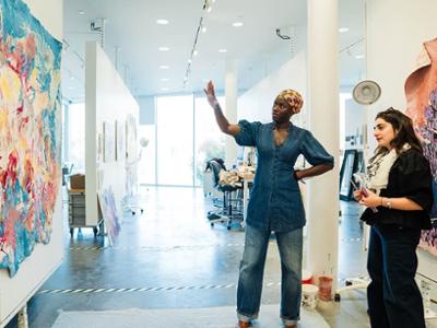 Artist and Student Discuss Work