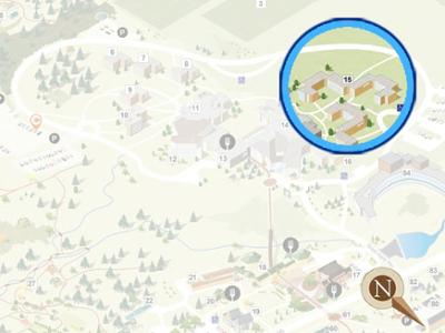 Babbitt Residence Hall highlighted on campus map