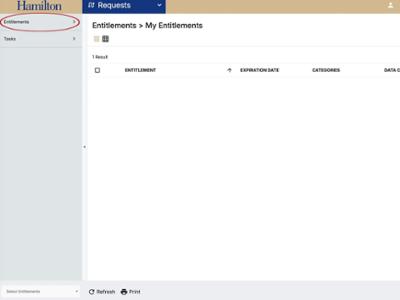 screenshot of Entitlements opening screen