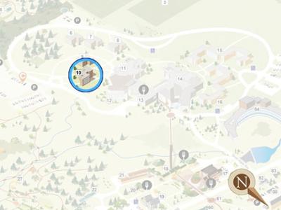 Root residence hall highlighted on campus map