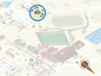 Saunders House highlighted on the campus map