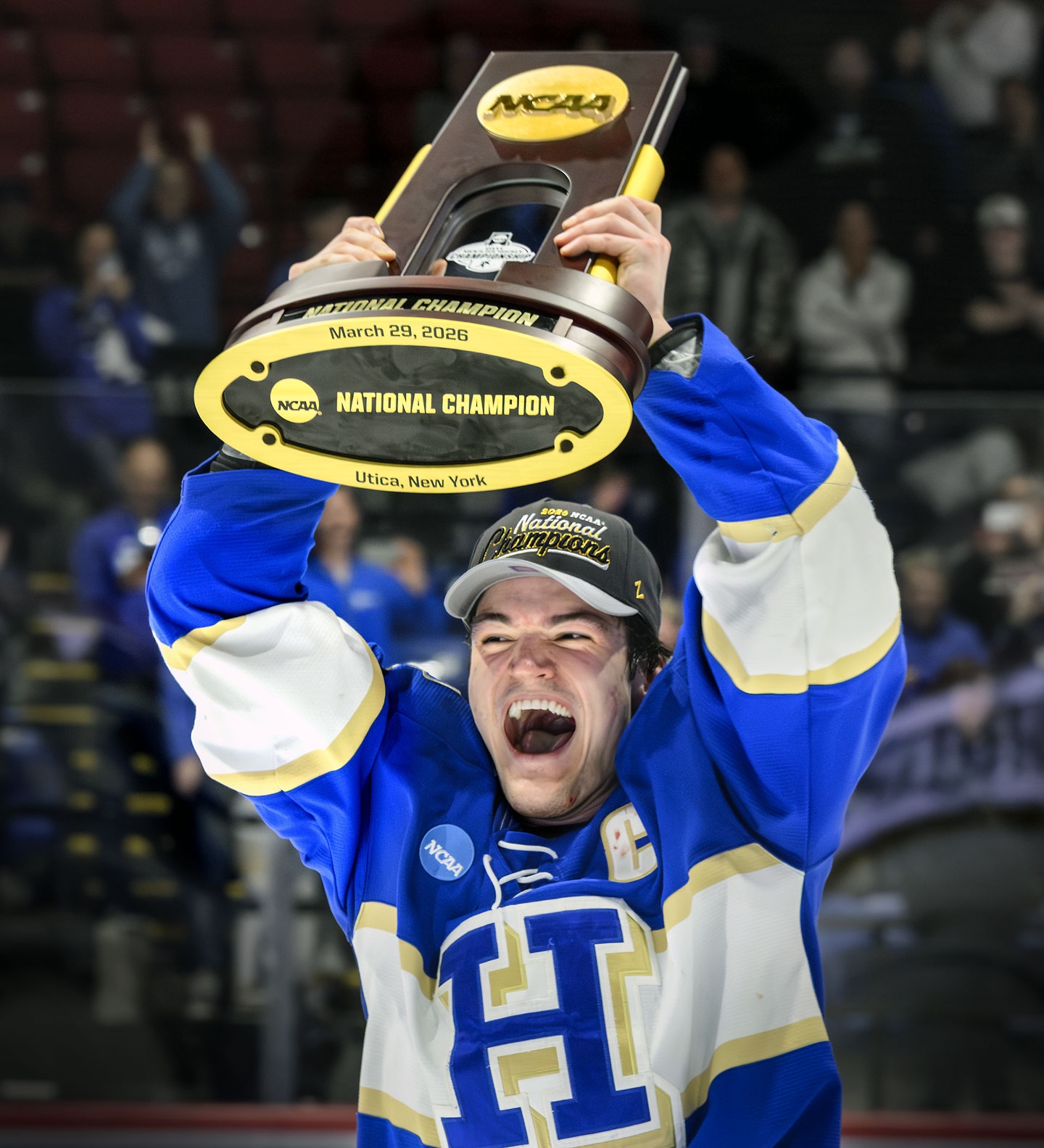 Captain Jackson Krock with NCAA trophy