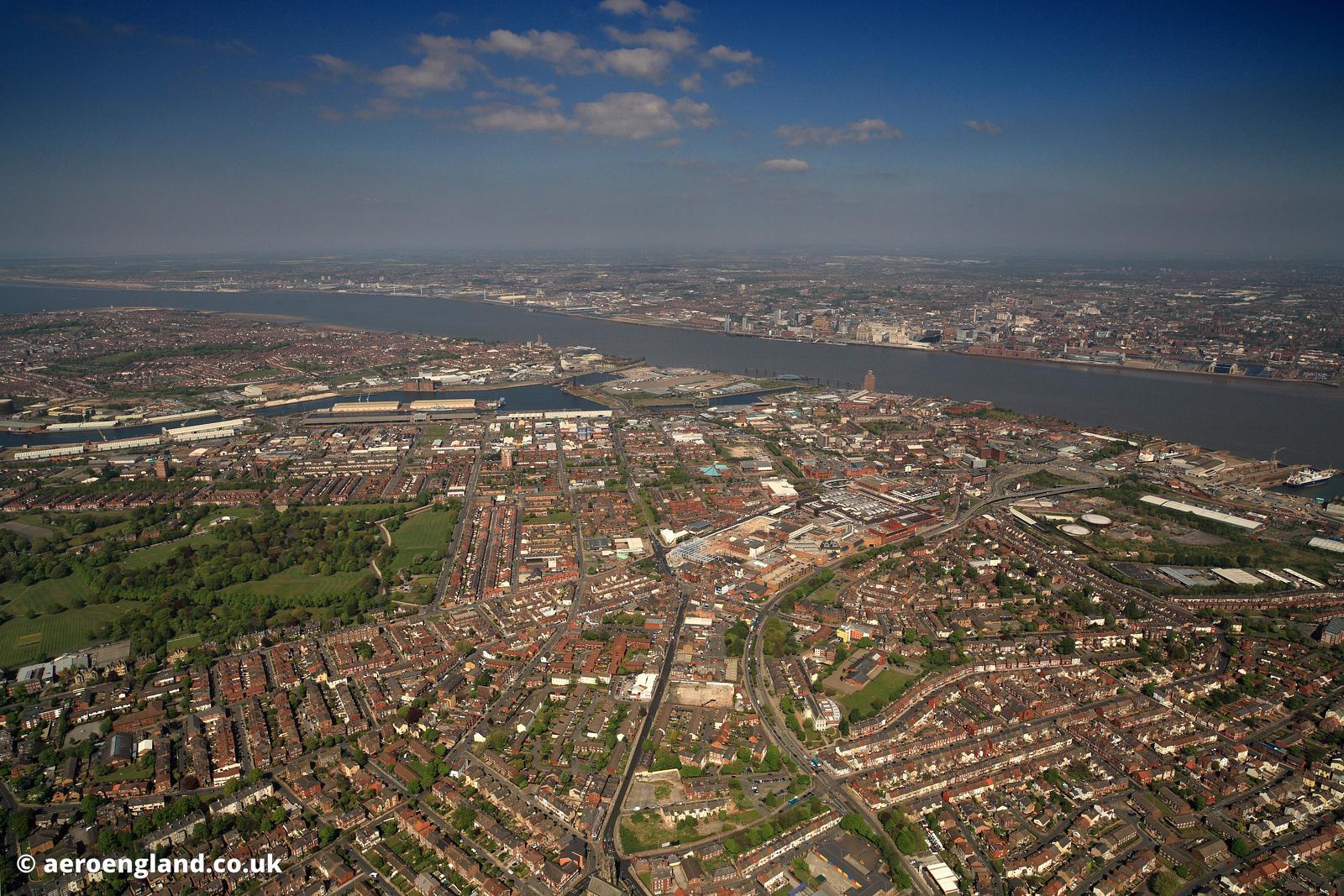 aeroengland aerial photograph of Birkenhead Merseyside UK
